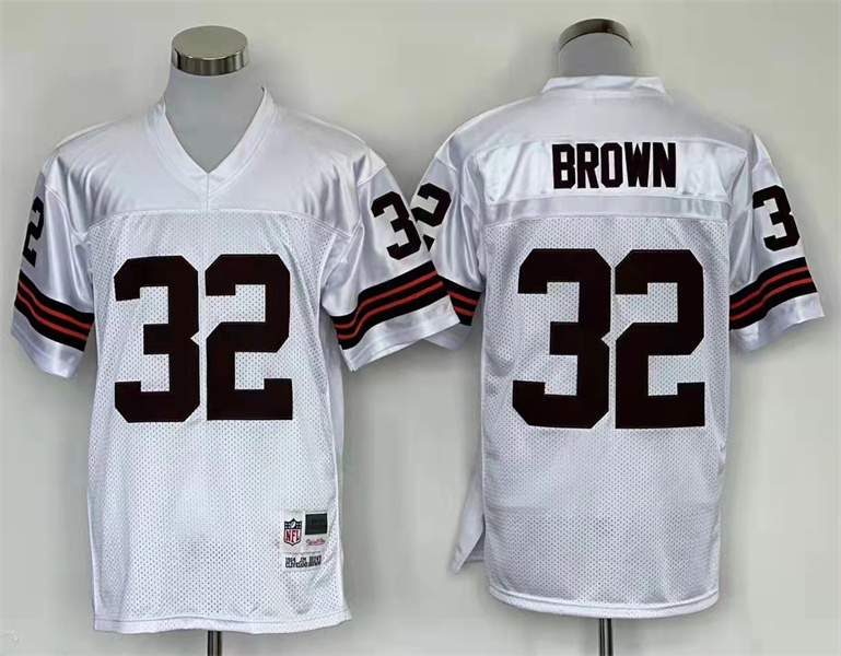 Men's Cleveland Browns Jim Brown Mitchell & Ness White Legacy Jersey